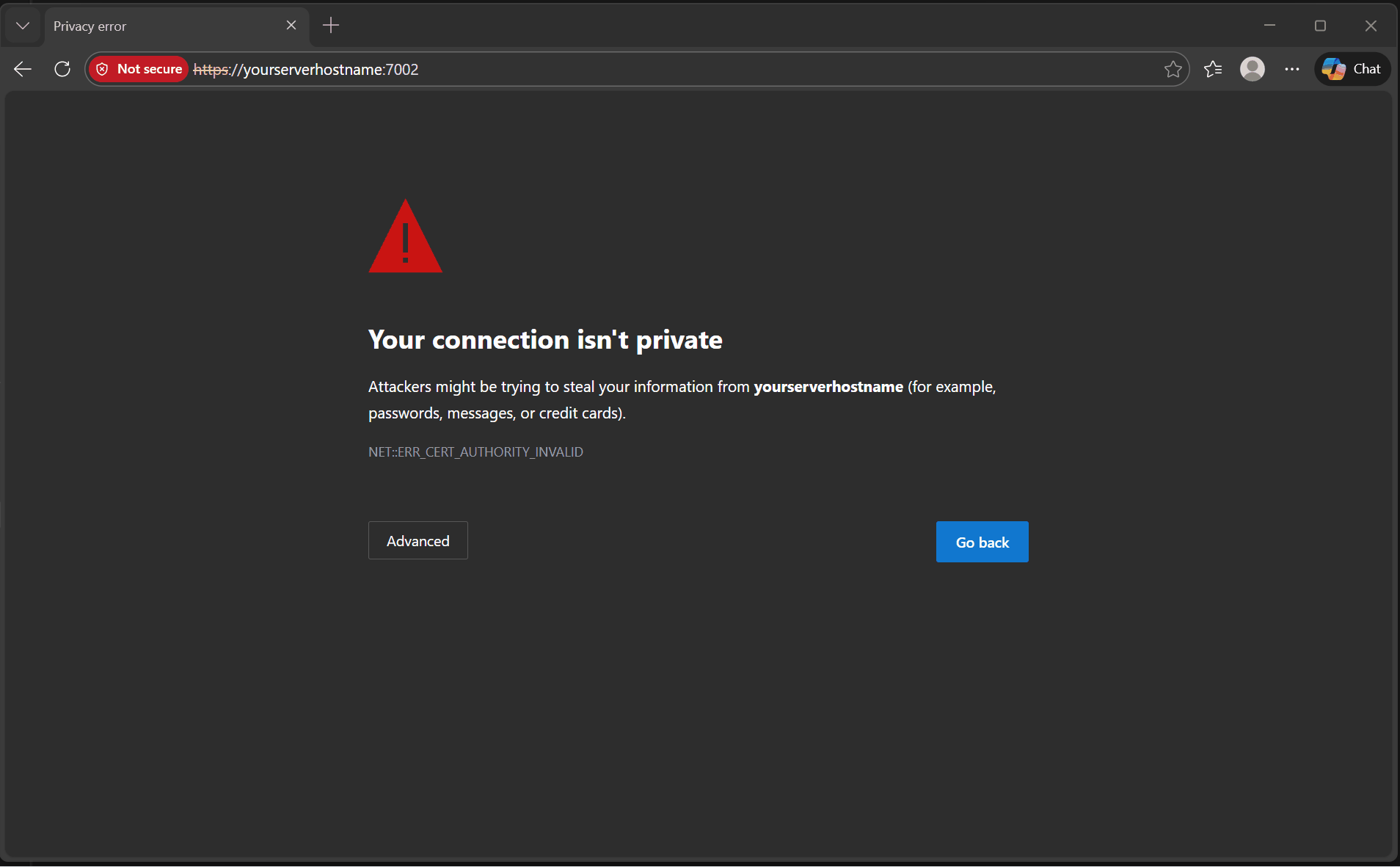 Export the certificate in Edge browser